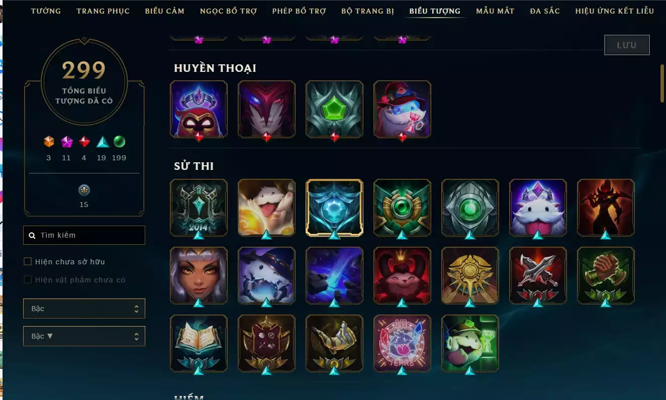LOL 341 SKIN RANK ĐỒNG NHIỀU BIỂU TƯỢNG  NHIỀU MẪU MẮT NGON