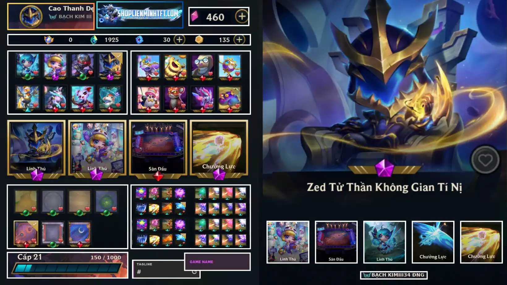 ZED TỬ THẦN KHÔNG GIAN  TRISTANA PHÁO THỦ PENGU  CHƯỞNG TIỂU LONG NỘ - HÀNG HIỆU  LOL 205 SKIN
