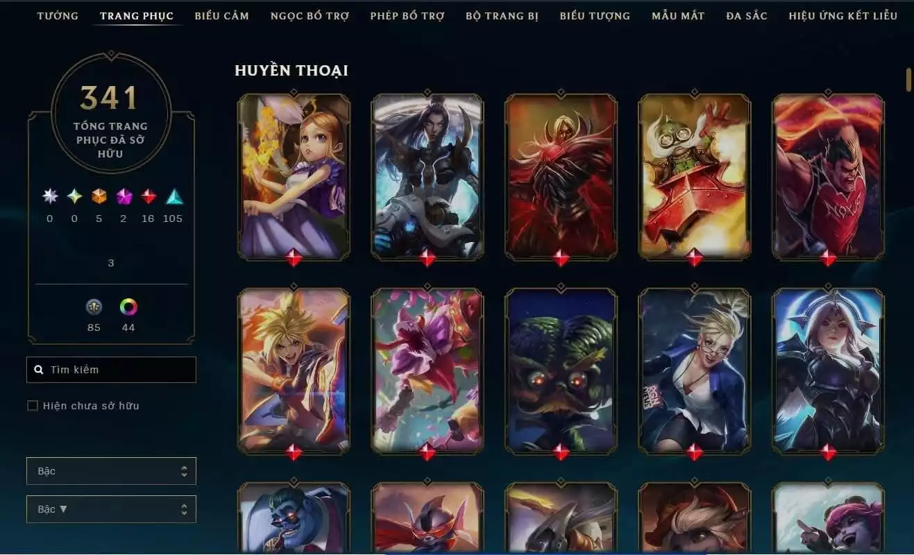 Ảnh 🔥 LOL – 341 Skin siêu xịn 🥉 Rank Đồng – dễ chơi, lên rank nhanh ✨ Nhiều biểu tượng độc đáo 👁️ Nhiều mẫu mắt chất lượng, cá tính