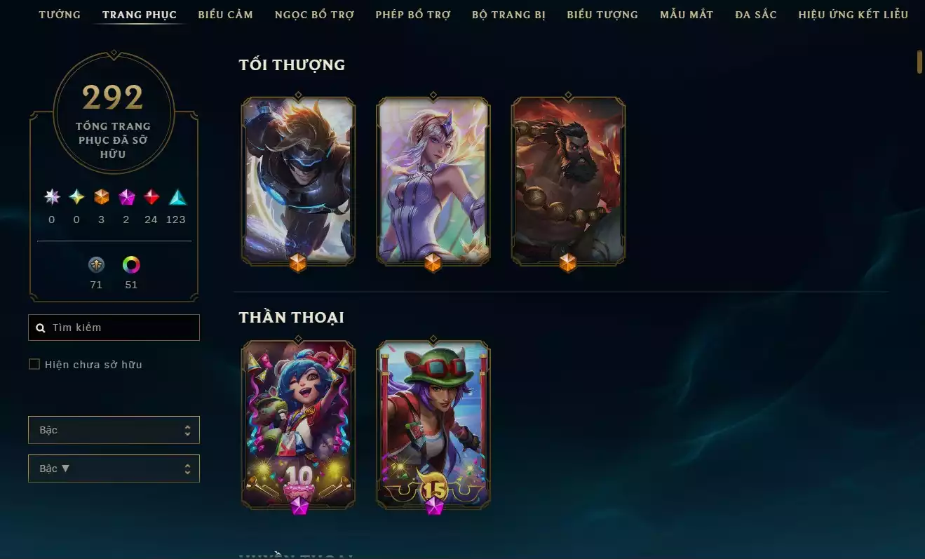 Ảnh 🎮 Liên Minh (LOL): 292 Skin 🎨 3 Cam – 2 Tím – 24 Đỏ – 123 Sử Thi 💎 🌌 Đấu Trường Chân Lý (TFT): Irelia Thánh Kiếm Tí Nị cực hiếm ⚔️ Sân &amp;amp; Chưởng đầy đủ, hoành tráng ✨ Dư 2 Huy chương 🏅